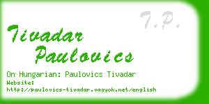 tivadar paulovics business card